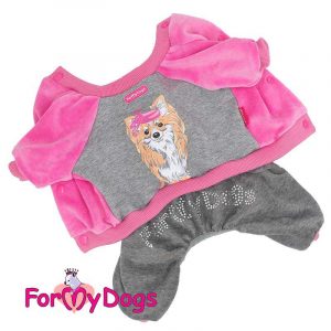 velour suit for dogs in pink kc-011