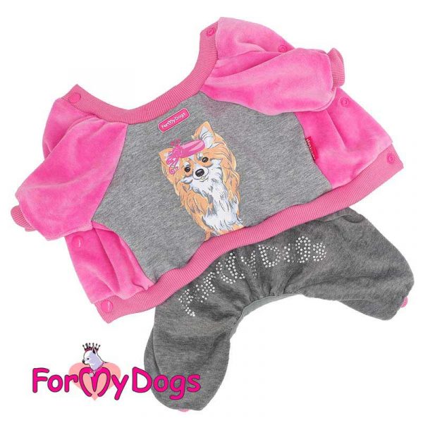 velour suit for dogs in pink kc-011